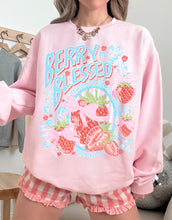 Load image into Gallery viewer, Berry Blessed Strawberries Pink Bows Stripes TRANSFER AGCM APR 26
