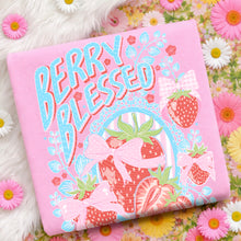 Load image into Gallery viewer, Berry Blessed Strawberries Pink Bows Stripes TRANSFER AGCM APR 26
