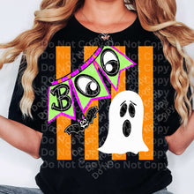 Load image into Gallery viewer, Boo Banner With Ghost Black/Orange Lines DROPDOWN TRANSFER IRENE JULY 26
