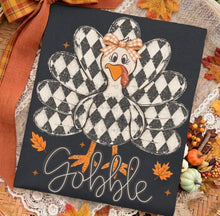 Load image into Gallery viewer, Gobble Black Checker Distressed Turkey TRANSFER TUESDAY
