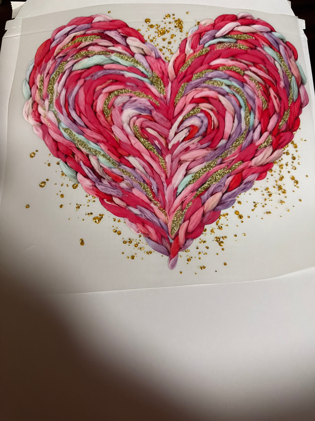 Pink Heart Faux Yarn RTS DTF TRANSFER