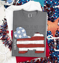 Load image into Gallery viewer, Patriotic Dog Designs White Text SWD MAY DROPDOWN TRANSFER
