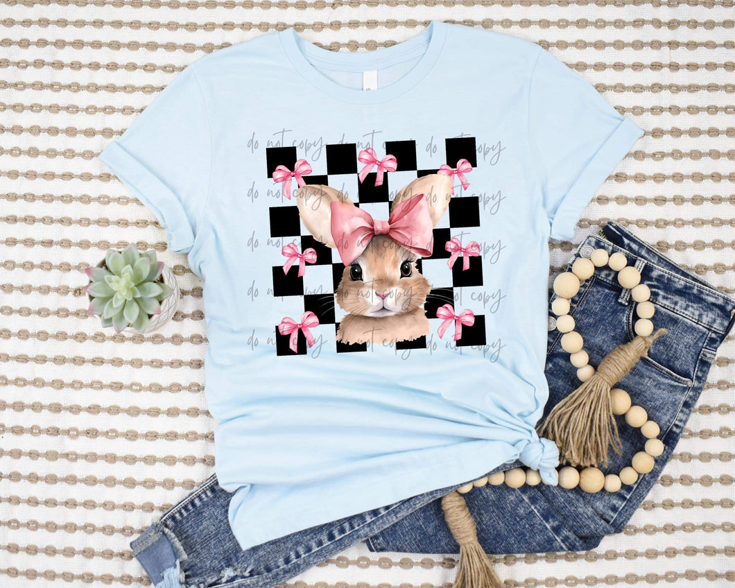 Bunny Bows Checkered TRANSFER