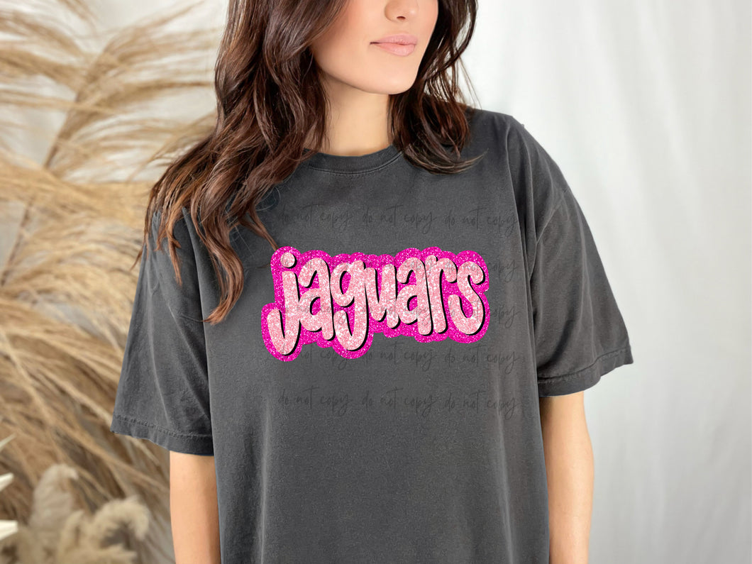 Jaguars Pink Glitter Mascot TRANSFER