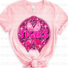 Load image into Gallery viewer, Breast Cancer Glitter Circle Mascot DROPDOWN TRANSFER
