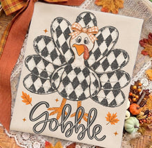 Load image into Gallery viewer, Gobble Black Checker Distressed Turkey TRANSFER TUESDAY
