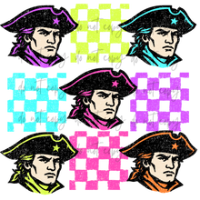 Load image into Gallery viewer, Neon Check Distressed Mascots TRANSFER CYBER JUNE 26
