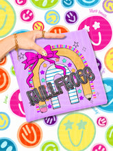 Load image into Gallery viewer, Rainbow Crayon Pink Bow School Mascots DROPDOWN TRANSFER CAP JUNE 26
