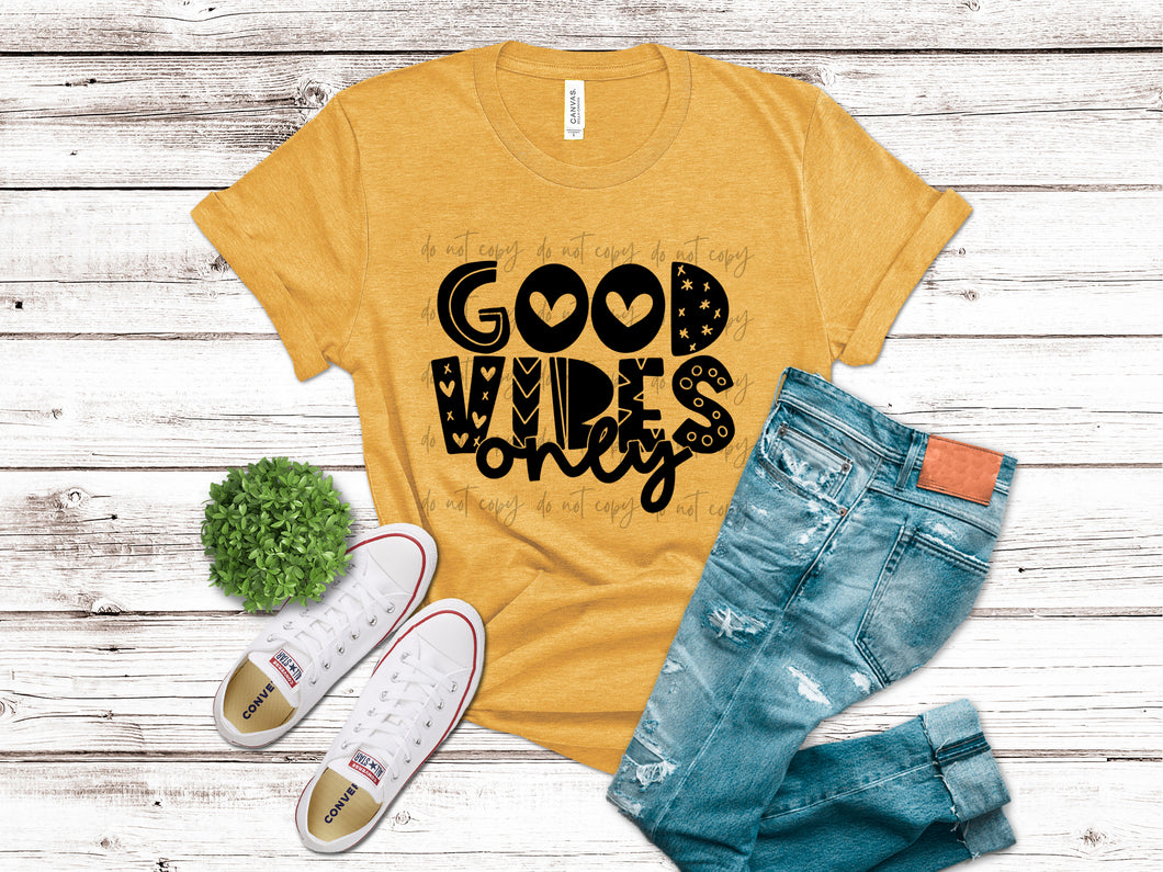 Good Vibes Only Blk TRANSFER