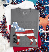 Load image into Gallery viewer, Patriotic Dog Designs Black Text SWD MAY DROPDOWN TRANSFER
