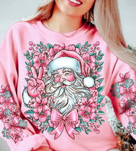 Load image into Gallery viewer, Pink Santa Peace Bow Canes DOUBLE SLEEVE TRANSFER AGCM

