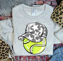 Load image into Gallery viewer, Play Ball Tennis Happy Face Hat DROPDOWN TRANSFER BIA
