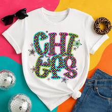 Load image into Gallery viewer, Neon Bright Checker Star Mascots Dropdown TRANSFER CSD MAY 25
