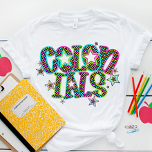 Load image into Gallery viewer, Neon Bright Checker Star Mascots Dropdown TRANSFER CSD MAY 25
