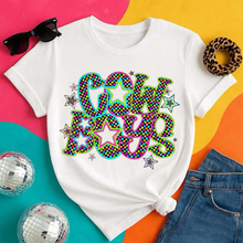 Load image into Gallery viewer, Neon Bright Checker Star Mascots Dropdown TRANSFER CSD MAY 25
