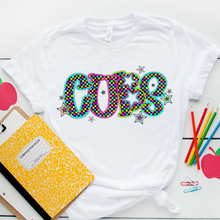 Load image into Gallery viewer, Neon Bright Checker Star Mascots Dropdown TRANSFER CSD MAY 25
