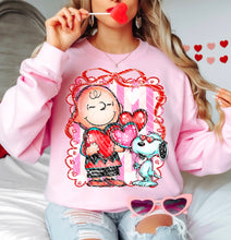 Load image into Gallery viewer, Charlie And Snoop Pink Lines Red Bow Triple Hearts TRANSFER AGCM DEC 25
