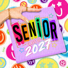 Load image into Gallery viewer, Senior Class Of 2027 Neon Rainbow Distressed Letter Cards Faux Gold Glitter Outline TRANSFER UAC JUNE 26
