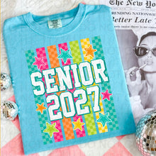 Load image into Gallery viewer, Senior 2027 Neon Rainbow Checkered Lines And Stars TRANSFER UAC JUNE 26
