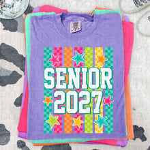 Load image into Gallery viewer, Senior 2027 Neon Rainbow Checkered Lines And Stars TRANSFER UAC JUNE 26
