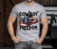 Load image into Gallery viewer, Cowboy Cowgirl Freedom Club USA Flag Hat DROPDOWN TRANSFER REV MAY 26

