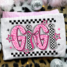 Load image into Gallery viewer, Pink White Black Checker Pencil Bow Titles DROPDOWN TRANSFER UAC JAN 26
