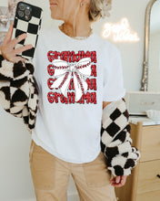 Load image into Gallery viewer, Glitter Names Baseball Bow Stacked TRANSFER CAP FEB
