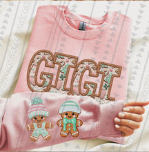 Load image into Gallery viewer, Gingerbread Or Paw Christmas Title Faux Embroidery With Sleeve CUSTOMIZED DTF TRANSFER
