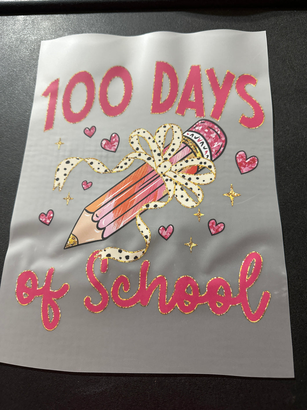 100 Days Of School Pencil Bow 9” RTS DTF TRANSFER