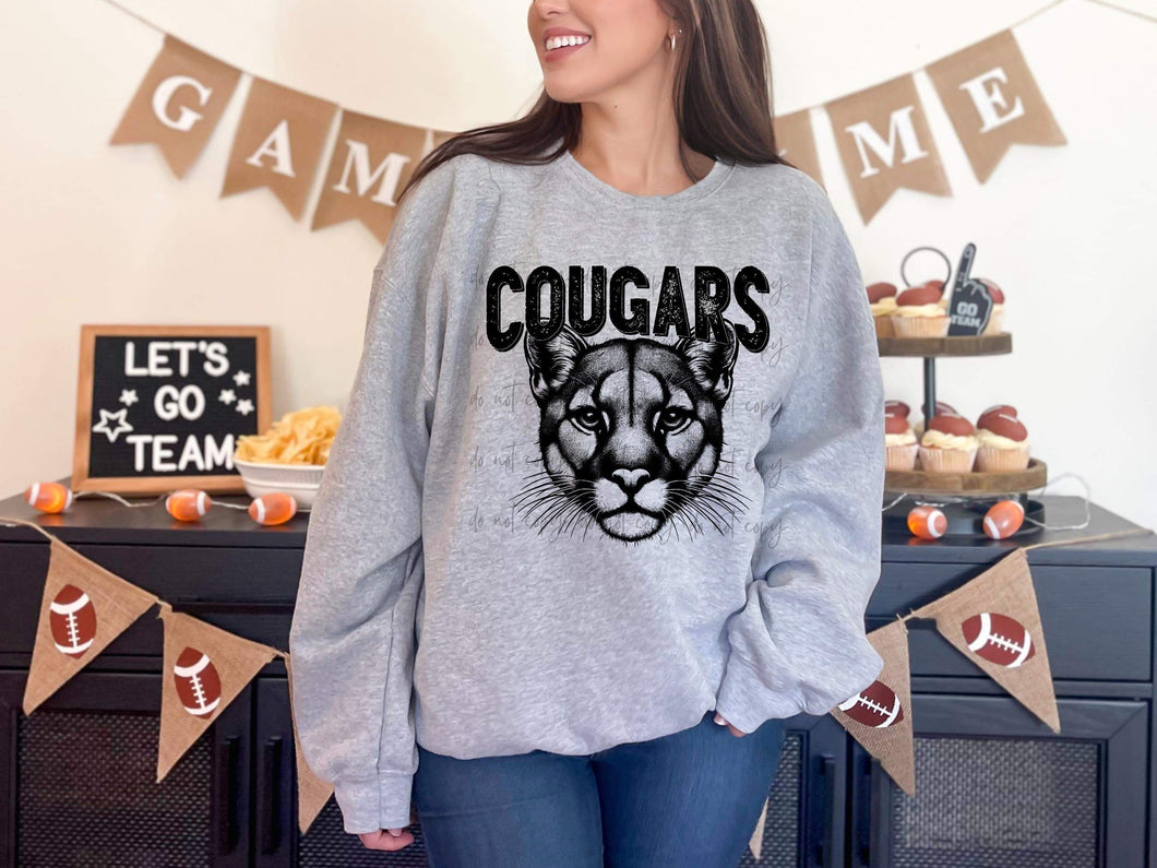 Cougars BW Mascot TRANSFER