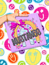 Load image into Gallery viewer, Rainbow Crayon Pink Bow School Mascots DROPDOWN TRANSFER CAP JUNE 26
