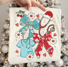 Load image into Gallery viewer, Christmas Nurse Bow Collage TRANSFER ET OCT 25
