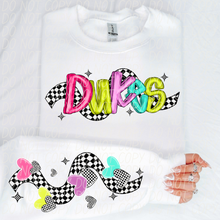 Load image into Gallery viewer, Bright Checkered Mascot With Sleeve Option DTF TRANSFER CSD
