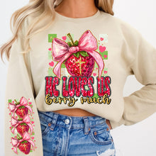 Load image into Gallery viewer, He Loves Us Berry Much Strawberry SLEEVE OPTION TRANSFER DWS
