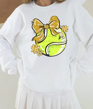 Load image into Gallery viewer, Play Ball Tennis Bow With Flower DROPDOWN TRANSFER BIA
