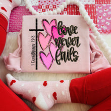 Load image into Gallery viewer, Love Never Fails Pink Hearts Cross TRANSFER SDD JAN 26
