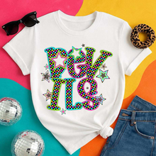 Load image into Gallery viewer, Neon Bright Checker Star Mascots Dropdown TRANSFER CSD MAY 25
