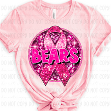 Load image into Gallery viewer, Breast Cancer Glitter Circle Mascot DROPDOWN TRANSFER
