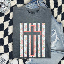 Load image into Gallery viewer, Coral Floral Cross Stripes TRANSFER TCC ET MAR 26
