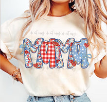 Load image into Gallery viewer, Mama Red Plaid Blue Stars TRANSFER
