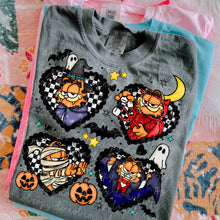 Load image into Gallery viewer, Black Checker Heart Halloween Gar_ield With SLEEVE OPTION DROPDOWN TRANSFER MOON JULY 25 NOSTALGIC HALLOWEEN COLLAB NDC X MOON

