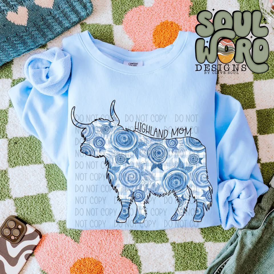 Blue Floral Highland Mom TRANSFER SWD FEB
