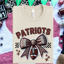 Load image into Gallery viewer, Football Bow Faux Embroidery Mascot DROPDOWN TRANSFER HMWK 24
