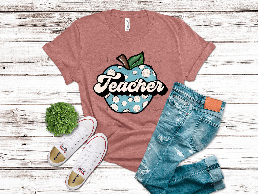 Teacher Polka Dot Apple TRANSFER