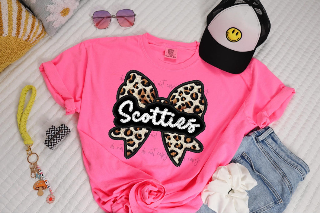 Scotties Leopard Bow Mascot TRANSFER