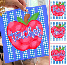 Load image into Gallery viewer, Large Apple And Blue Gingham Stripes Grade/Occupation Option DROPDOWN TRANSFER ET JULY 26
