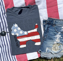 Load image into Gallery viewer, Patriotic Dog Designs Black Text SWD MAY DROPDOWN TRANSFER
