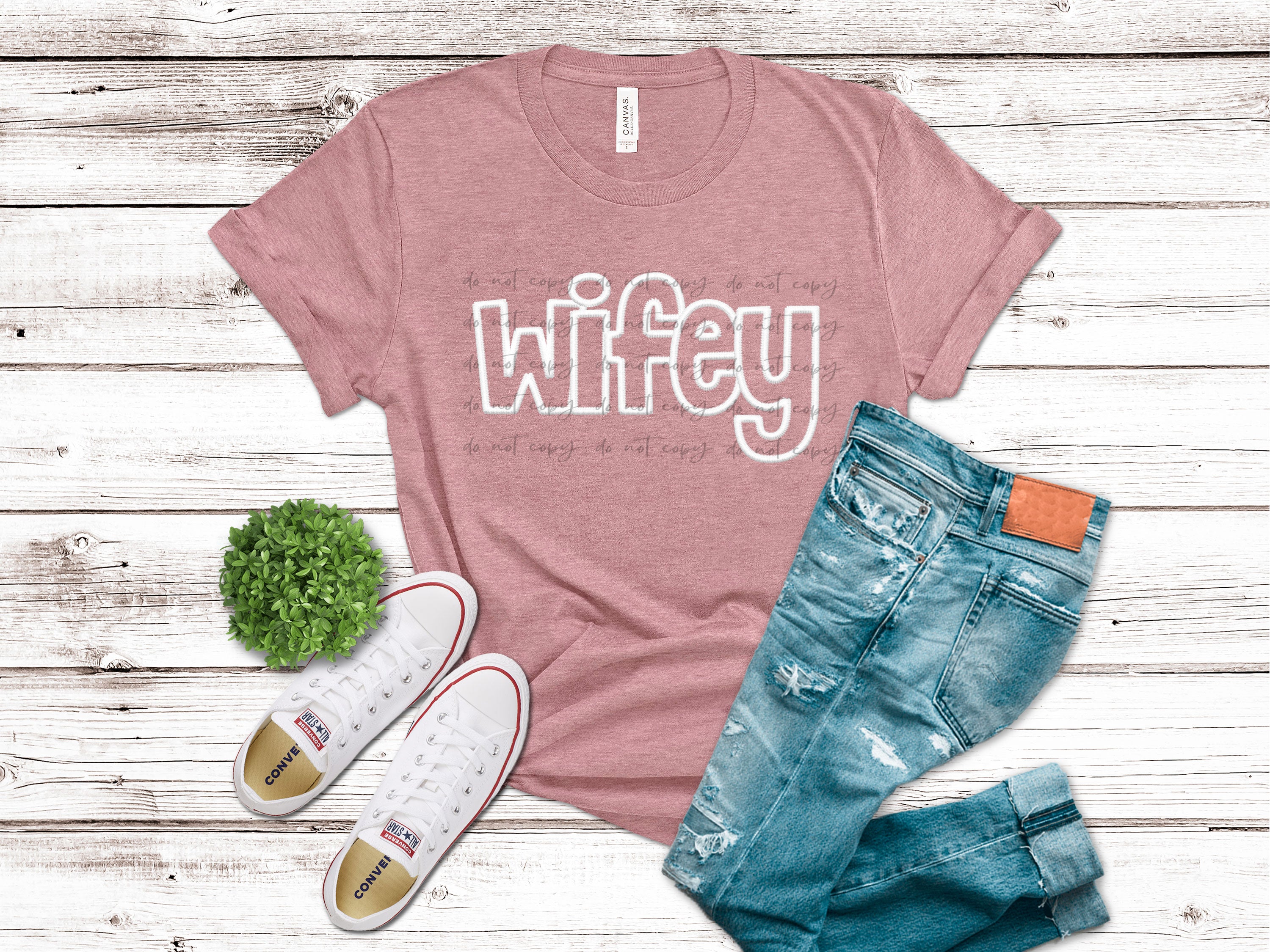 Wifey White Outline Faux Embroidery TRANSFER – Sassy Sublimation ...