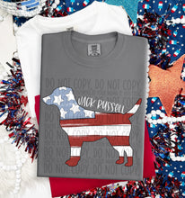 Load image into Gallery viewer, Patriotic Dog Designs White Text SWD MAY DROPDOWN TRANSFER
