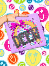 Load image into Gallery viewer, Rainbow Crayon Pink Bow School Mascots DROPDOWN TRANSFER CAP JUNE 26
